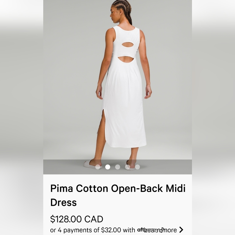 Pima cotton open back midi dress sz 6 white - Picture 1 of 8